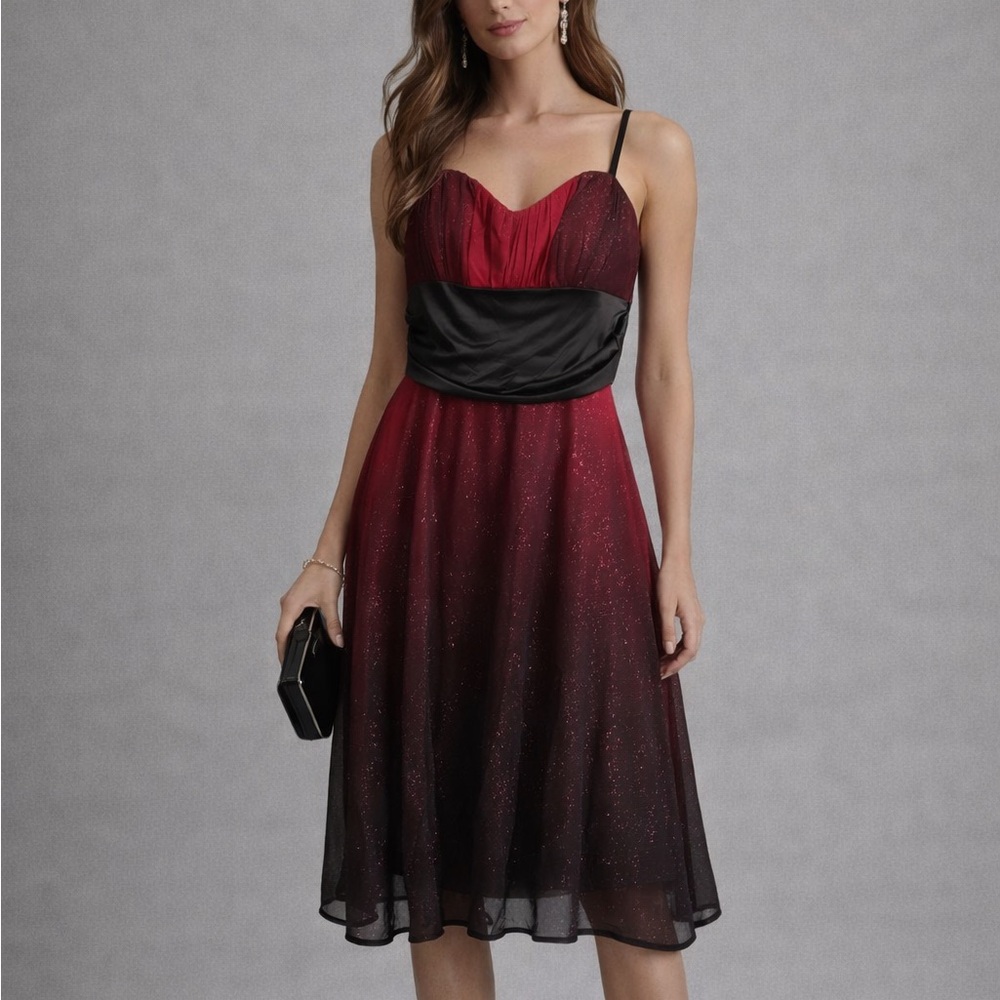 Red and Black Glitter Dress